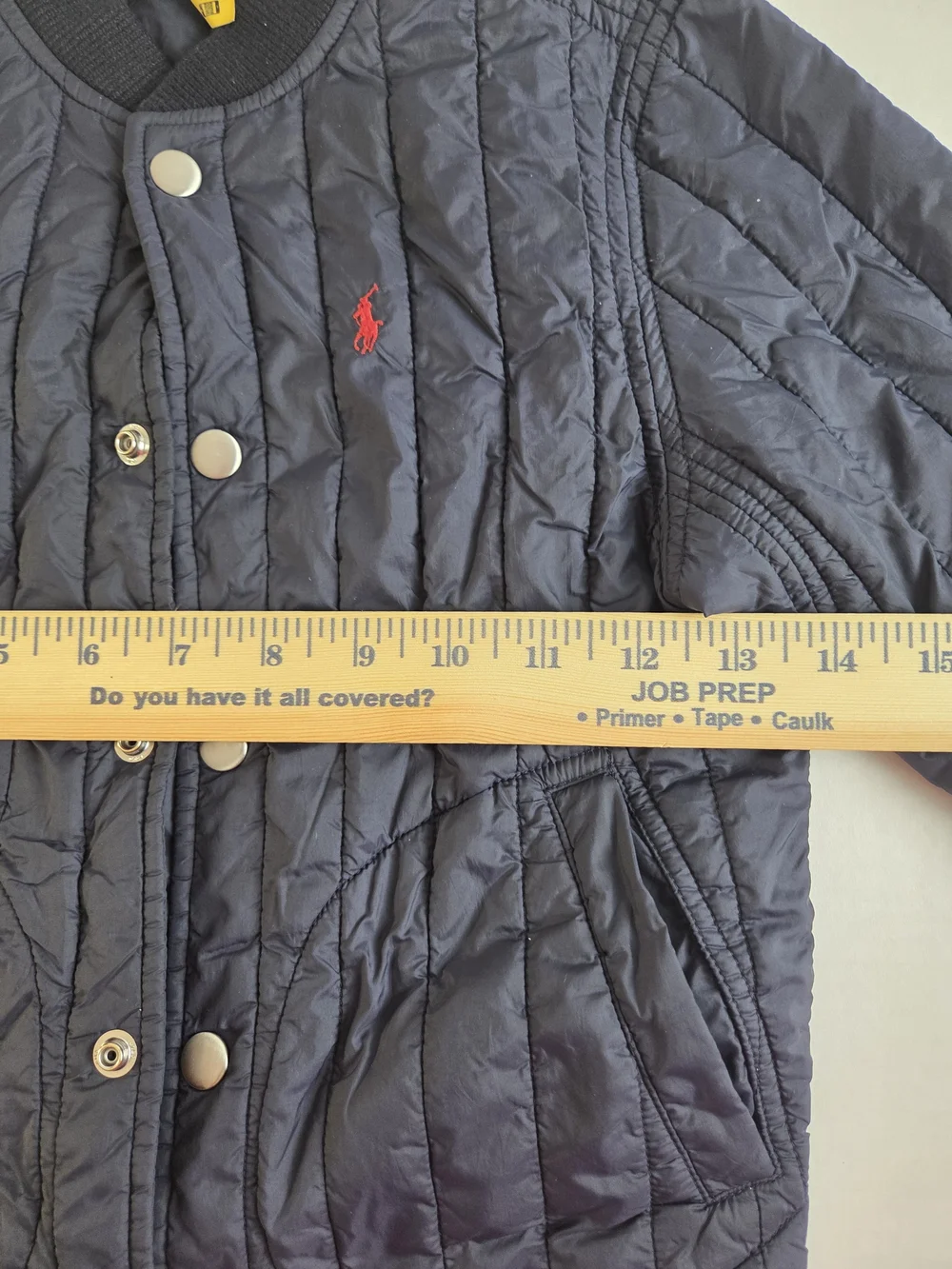 Polo by Ralph Lauren Navy Quilted Snap Jacket with Red Pony